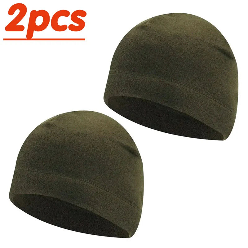 1/2pcs Men'S And Women'S Windproof Fleece Bean Hat For Autumn And Winter, Soft And Comfortable Skiing And Cycling Hat Oasis Select Army Green-2pcs