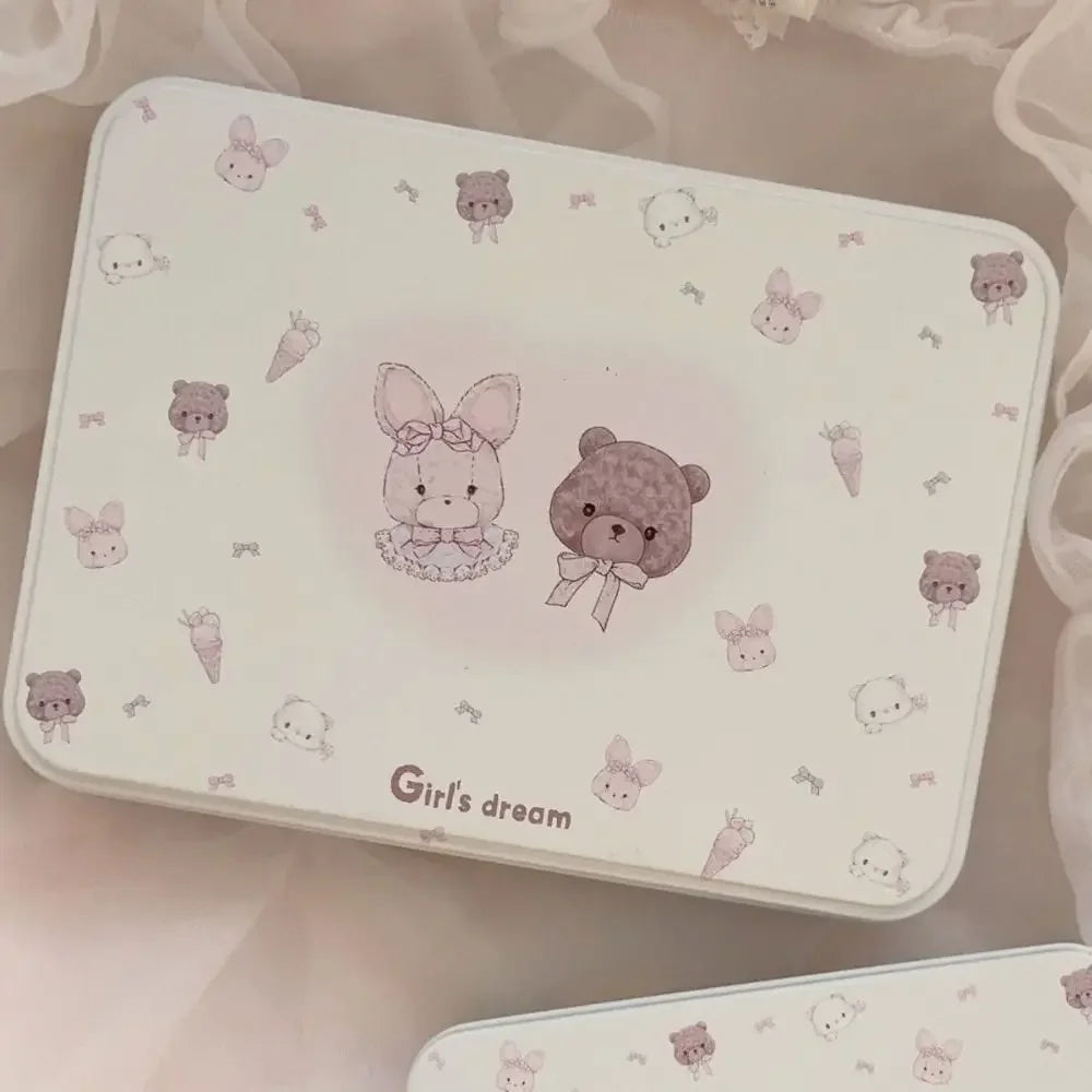 Cartoon Iron Storage Box Big Capacity Small Card Storage Box Desktop Storage School Stationery Kpop Photocards Oasis Select bear3