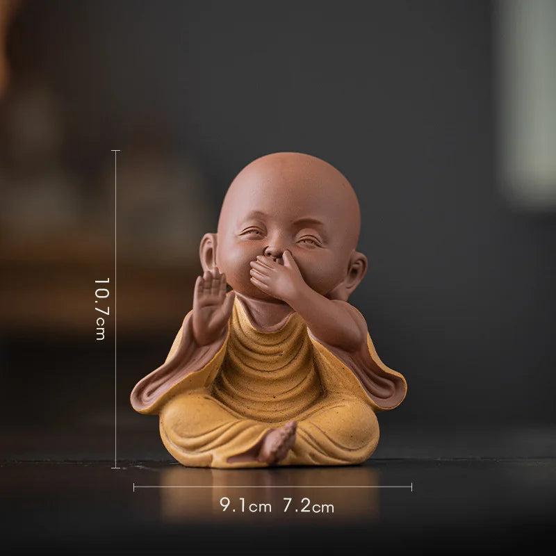 Purple Clay Little Monks Figurines Zen Tea Room Counter Desktop Tea Play Decorations Чаепитие Oasis Select 2
