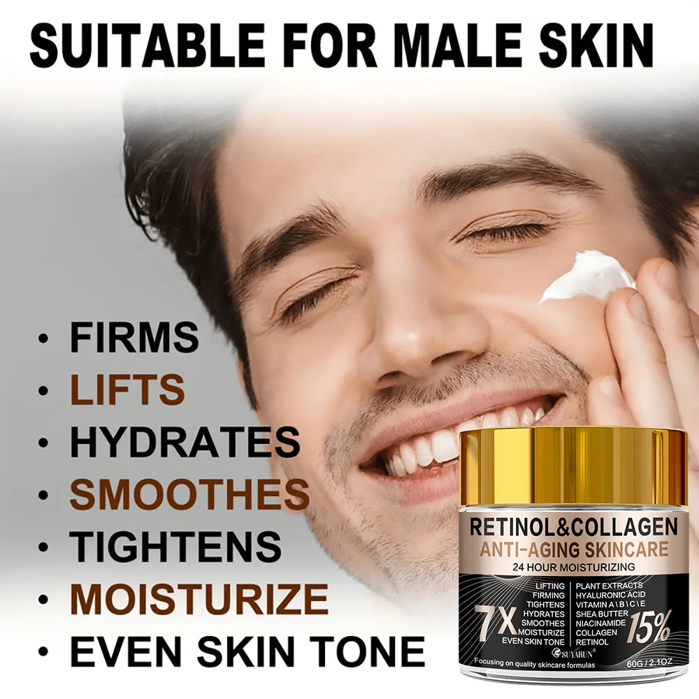 Retinol Collagen Anti-Aging Face & Eye Cream in Glass Jar - Moisturizing & Wrinkle Reduction for Firm Skin. Oasis Select