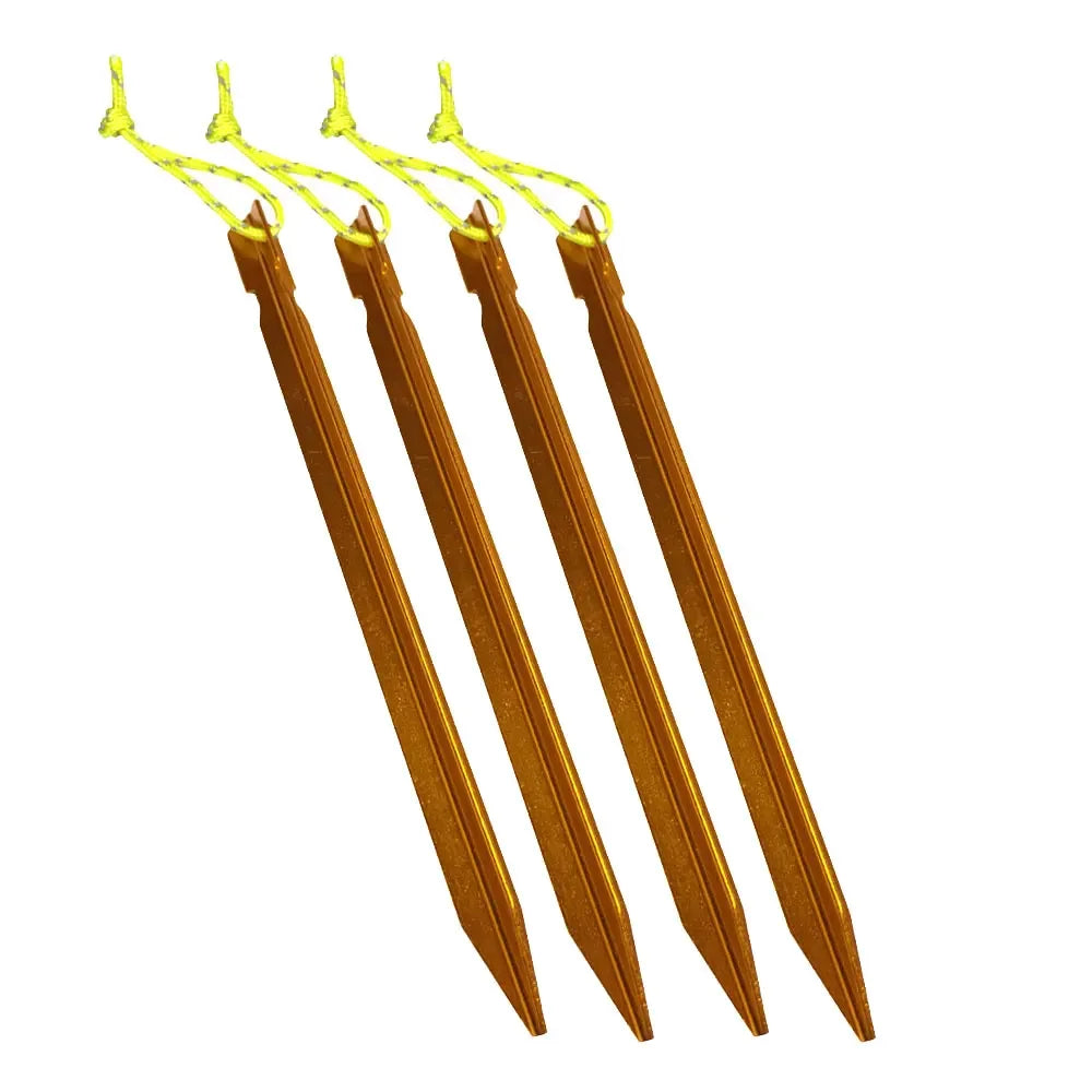 18cm Aluminument Tent Pegs Nails with Rope Stake Camping Hiking Equipment Outdoor Traveling Tent Sand Ground Accessories Oasis Select Gold 4 Pieces