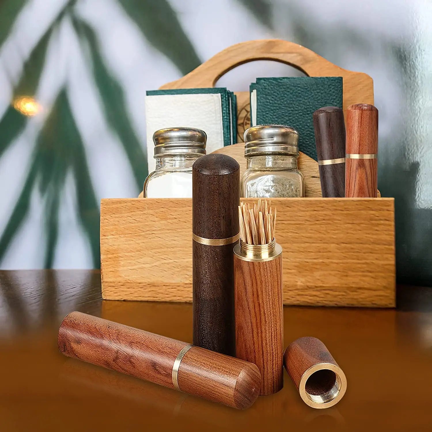 Portable Wood Toothpick Holder Container Living Room Mini Toothpick Storage Box Pocket Tooth Pick Dispenser Bucket Needle Case Oasis Select
