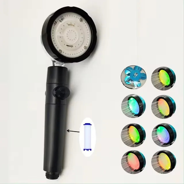 LED Anion Shower Head Rainfall SPA Temperature Control Shower Head Pressurized Water Saving 3/7 Colors Handheld Bathroom Shower Oasis Select 7 - Colorful D-B