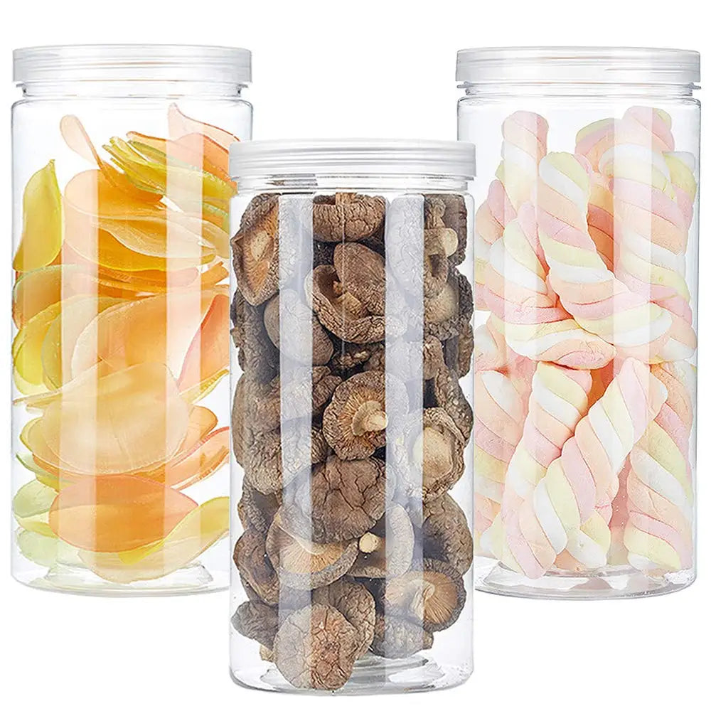 1PC Plastic Packing Bottle PET Clear Empty Seal Bottle Circular Bucket Storage Biscuit Jar Food Grade Sealed Cans Tank Container Oasis Select