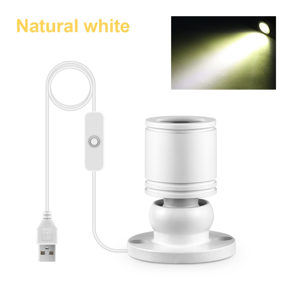 1W Led USB Spotlight With Swtich On/Off,5V USB Charging Port,Atmosphere Decor Lighting for Collectibles Anime Character Models Oasis Select White Shell Neutral