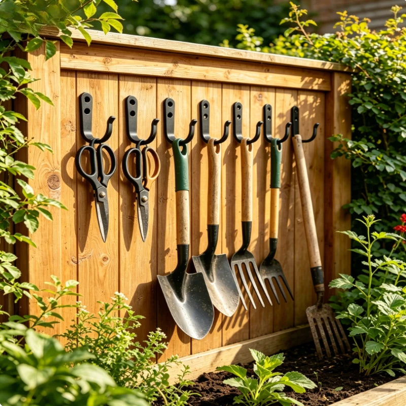 5/10 sets Heavy Duty Iron Hooks with Screws, Anti-Rust Wall Mounted Hanger for Garden Tools Garage Organization,Gancho De Pared Oasis Select