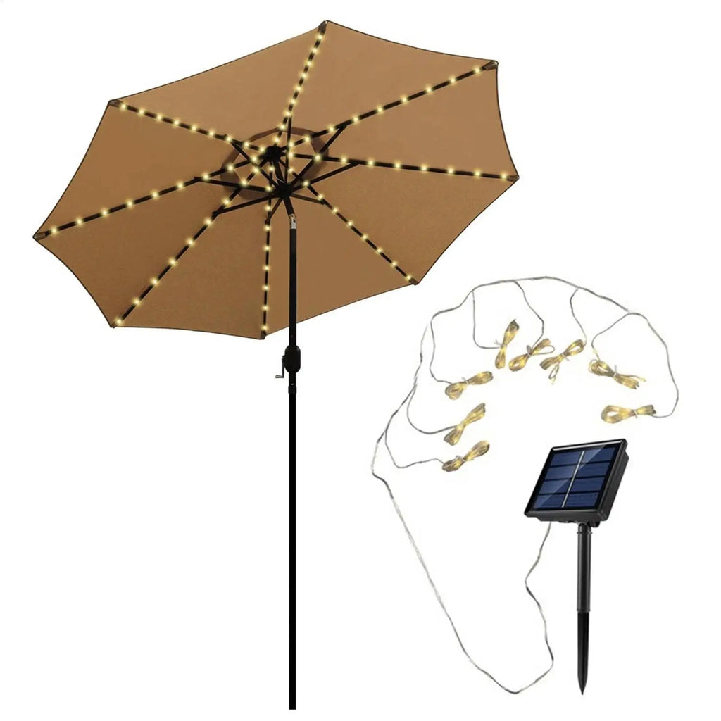 Umbrella Light Solar Operated Outdoor Parasol Lamp Waterproof String Light With 8 Brightness Modes Solar Powered Parasol Light Oasis Select