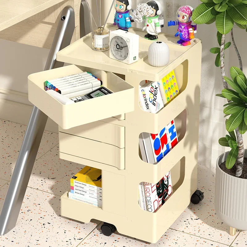 Trolley Rack Snacks Cosmetics Storage Cabinet Living Room Bedroom Multifunctional Cream Wind Rotatable Bedside Table Good Oasis Select