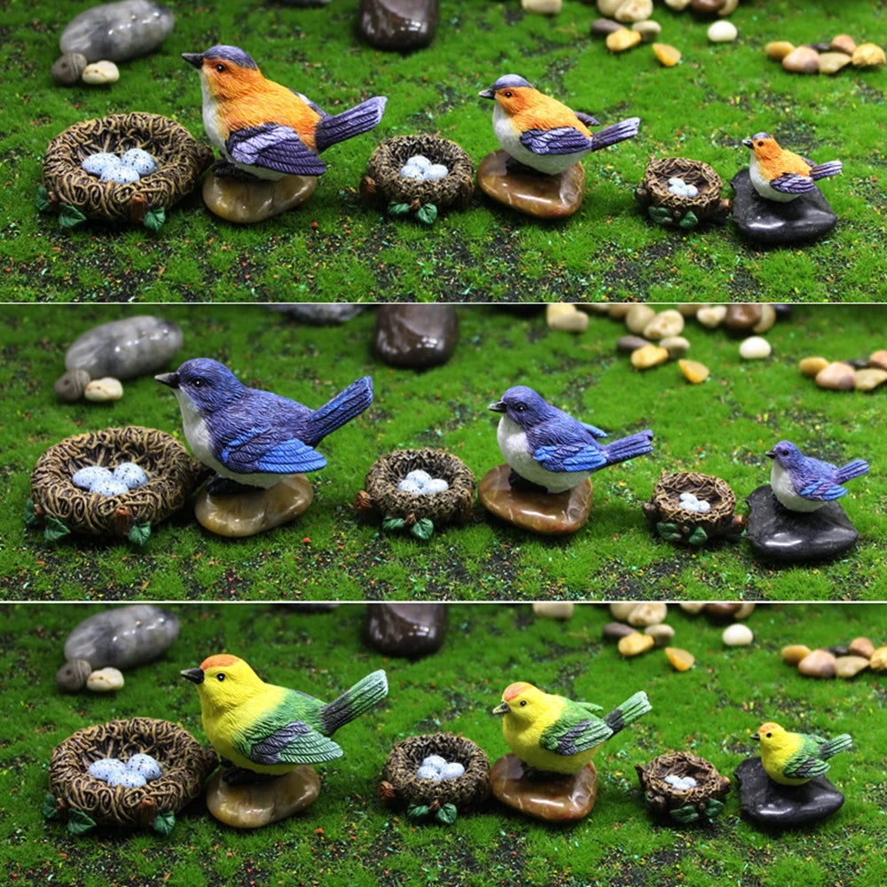 Crafts Dollhouse Little Birds Animal Model Succulent Plant Home Decor Fairy Garden Decor Micro Landscape Miniature Figurines Oasis Select