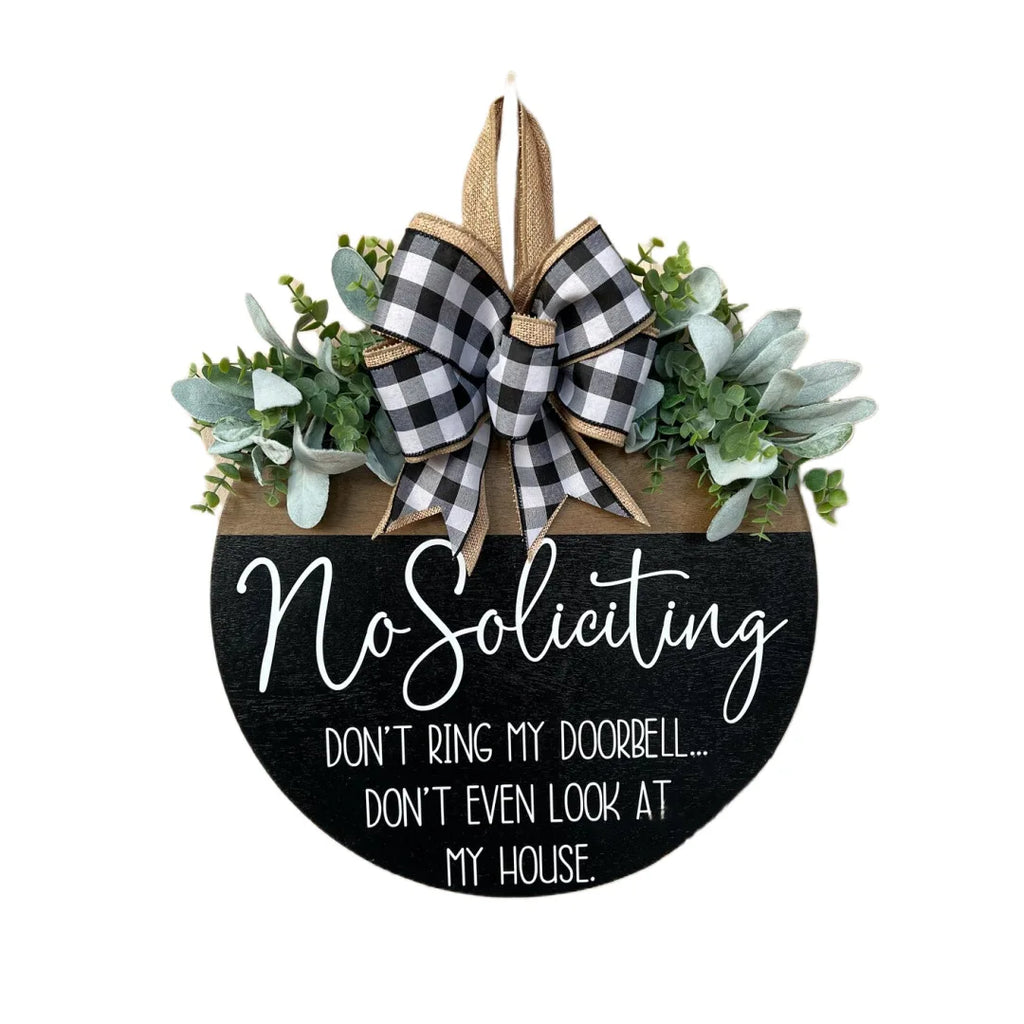 Fun Front Door Sign Hanger Garland Front Door Decoration Prohibited To Solicit Welcome Into The Fun Door Sign Oasis Select No solicitation