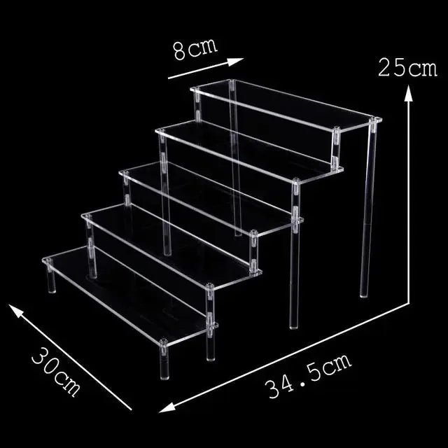 1–5 Tier Acrylic Display Stand | Riser Shelf Rack – Clear & Black