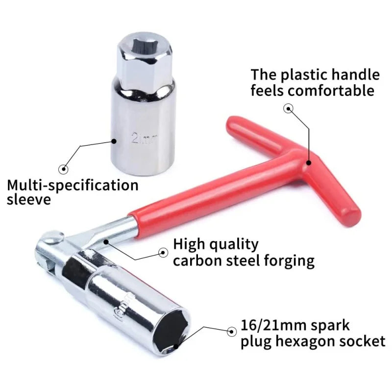1Pcs 3 in 1 Car Motorcycle Repairing Tool Car Tool Kit Spark Plug Removal Tool Socket Wrench 16Mm /18Mm/21Mmt-Handle Wrench Oasis Select