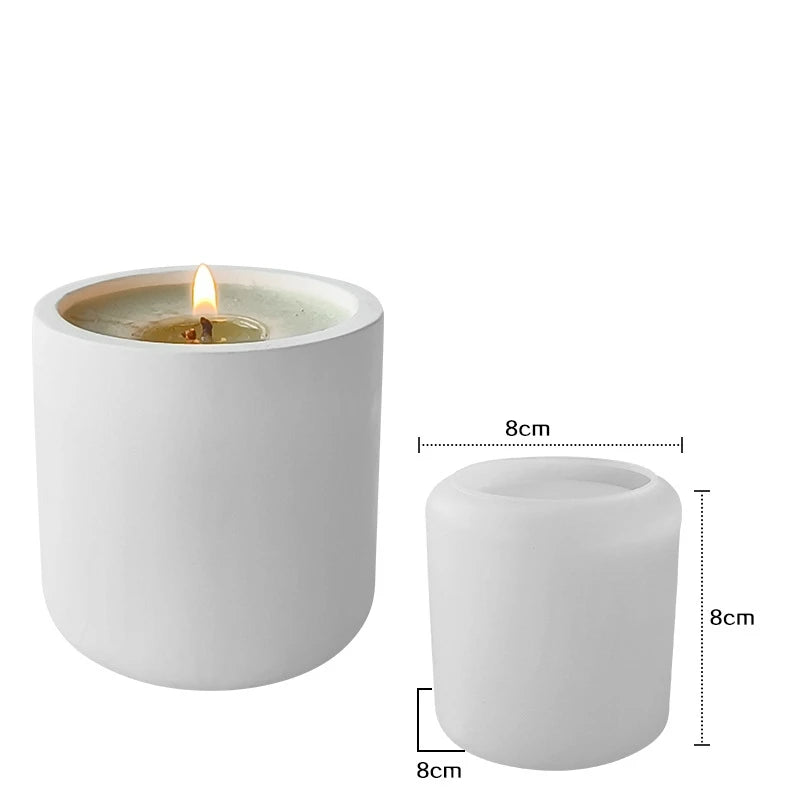 Candle Vessel Silicone Mold Cylindrical Ribbed Smooth Concrete Resin Plaster Mold for DIY Candle Holder Planter Storage Jar Oasis Select Smooth A