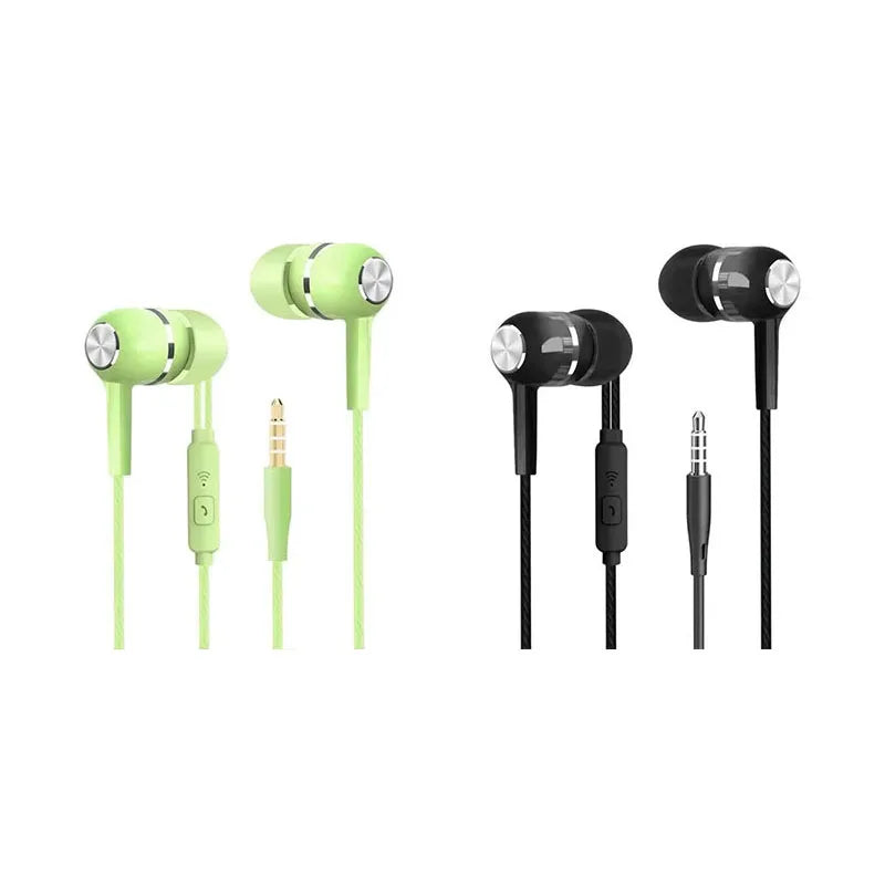 1/2/4pcs Mobile Wired Headphones Sport Earphone In Ear 3.5 Sport Earbuds Headset Mic Music Earphones for Phones Oasis Select Green-Black