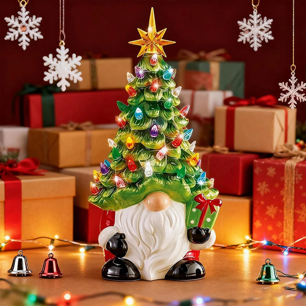 LED Lighted Gnome Christmas Ornament | Resin Tabletop Decor
