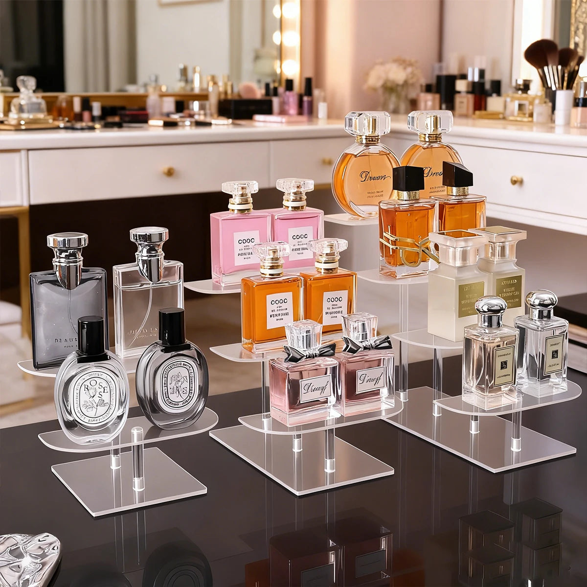 1pc desktop 2-4 layer display shelf stepped acrylic transparent storage rack is suitable for perfume hand doll organizer Oasis Select