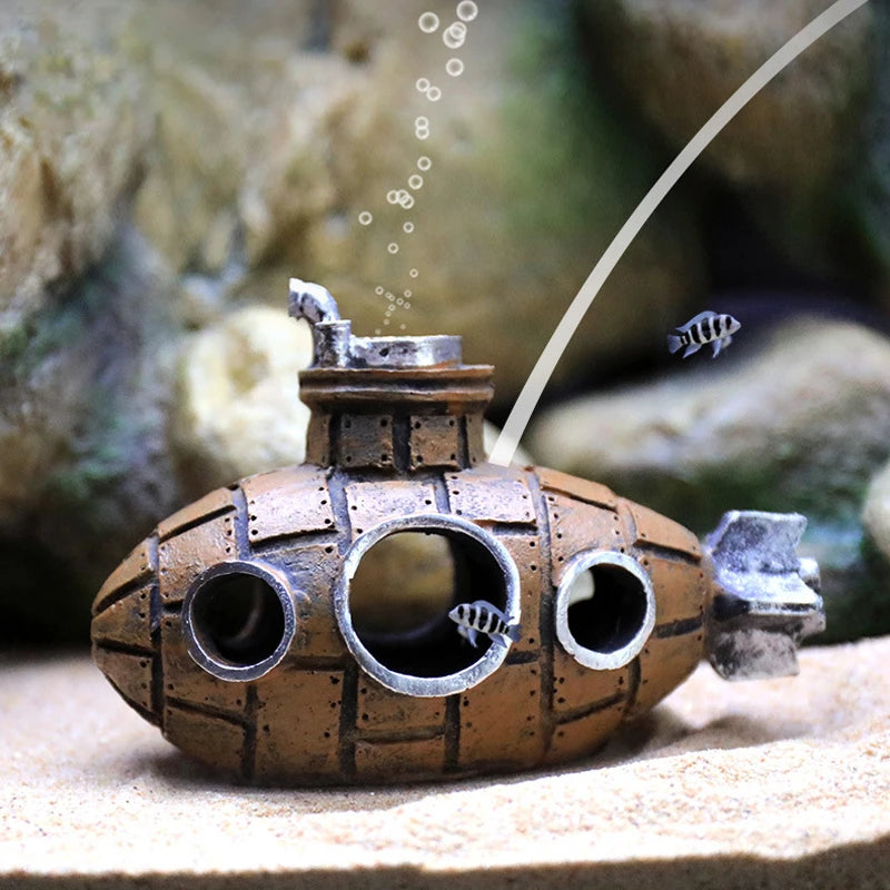 Resin Submarine Aquarium Decoration Fish Shrimp Shelter Hideout Cave Aquatic Ornament Fish Tank Landscaping Background Accessori Oasis Select