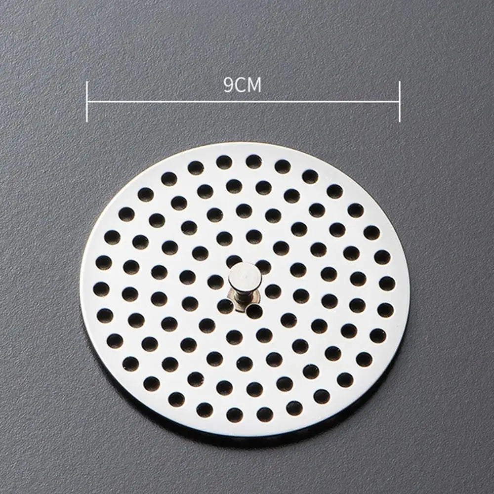 Durable Stainless Steel Floor Drain Net Cover Round Square Shape with Handle Hair Filter Drainage Grille Oasis Select -9cm-round shape