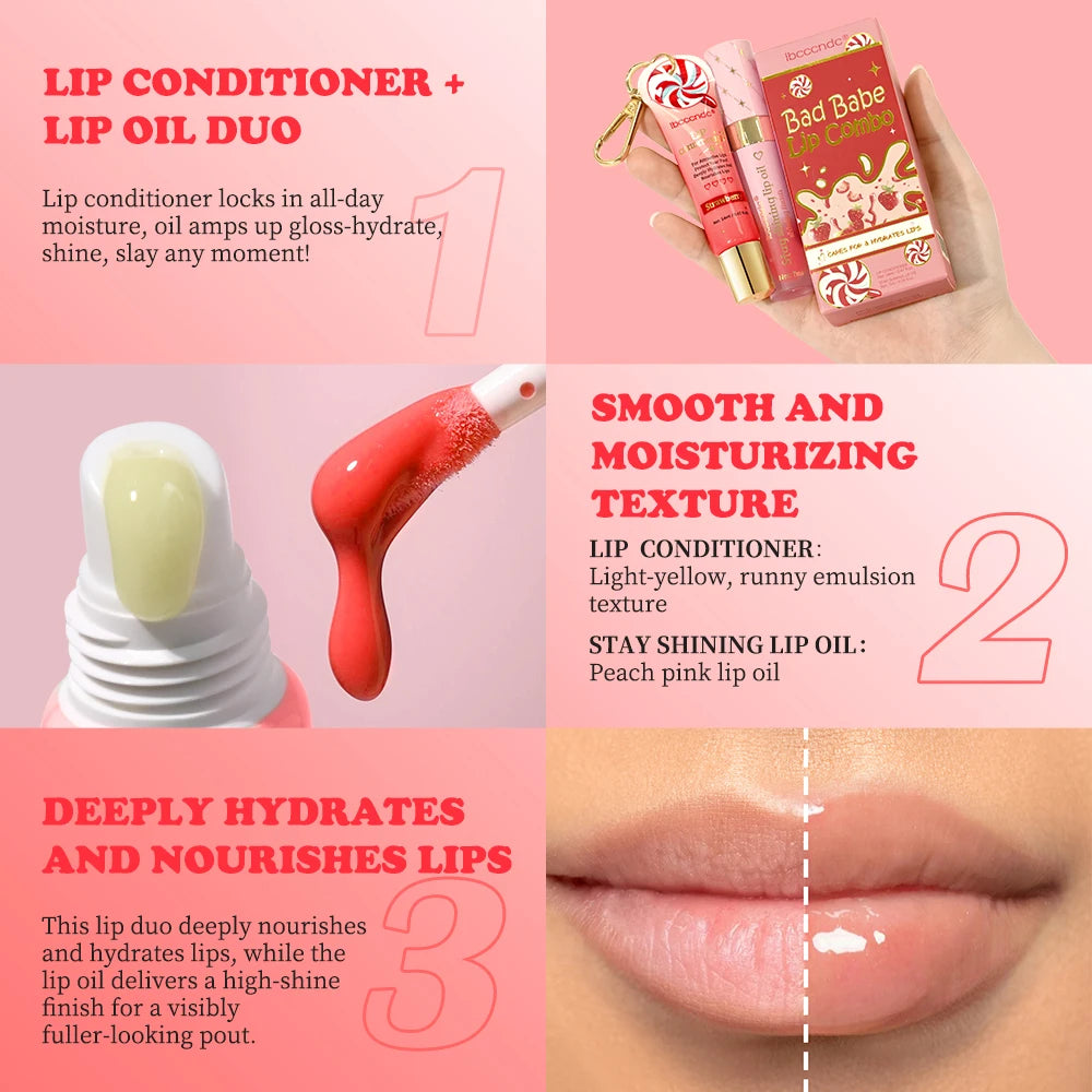 2PCS Lipstick Set Natural Lipgloss Lightweight Texture Long Lasting Hydration Deeply Moisturizing Lip Makeup Cosmetics Oasis Select