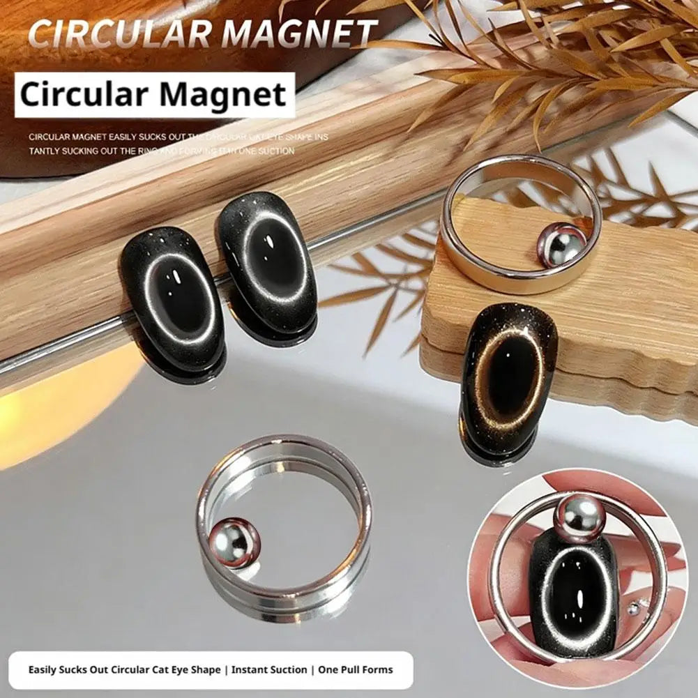 Cat Eye Nail Ring Magnet Hollow Vacuum Suction Hole Design Universal Magnetic Gel Nail Polish DIY Manicure Auxiliary Tool Oasis Select