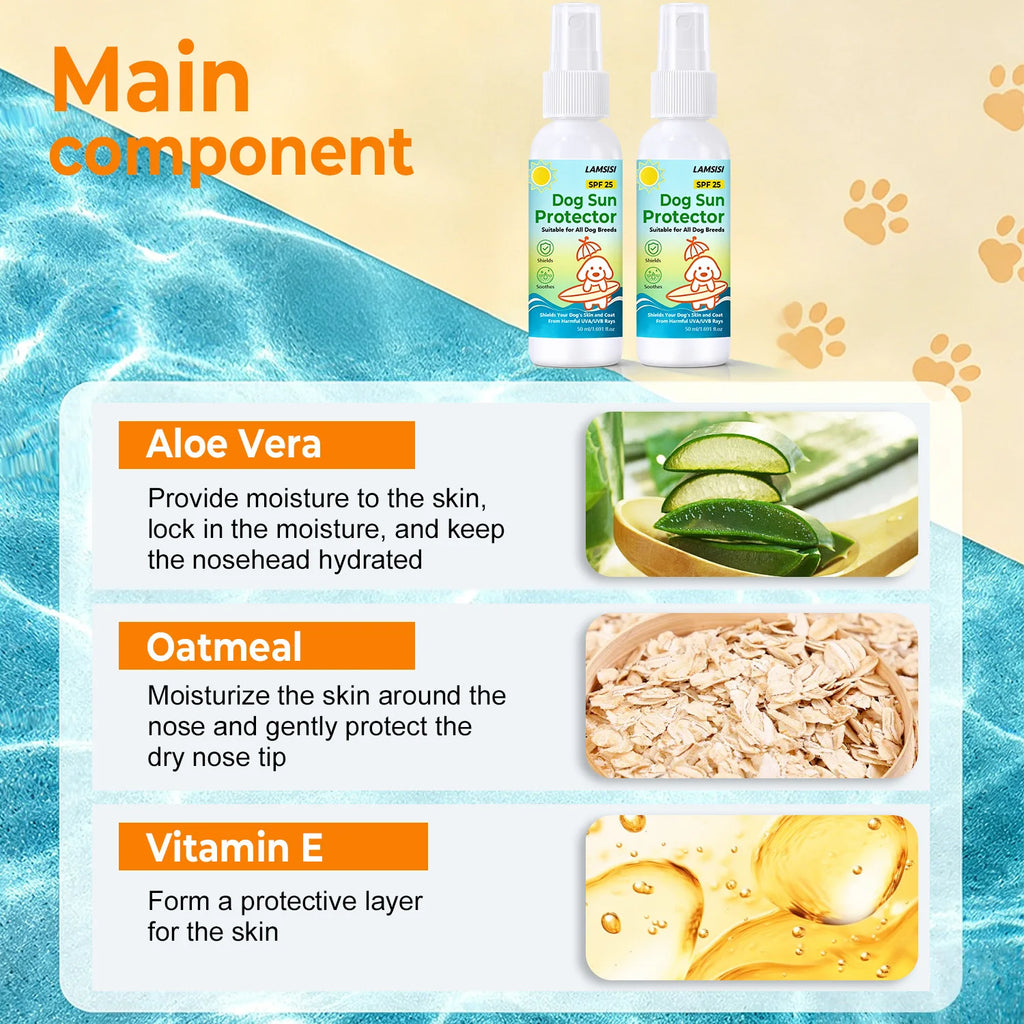 Lamsisi Dog Sunscreen Spray SPF 25 – UVA/UVB Shield 50ml Dog Sunscreen Spray Oasis Select