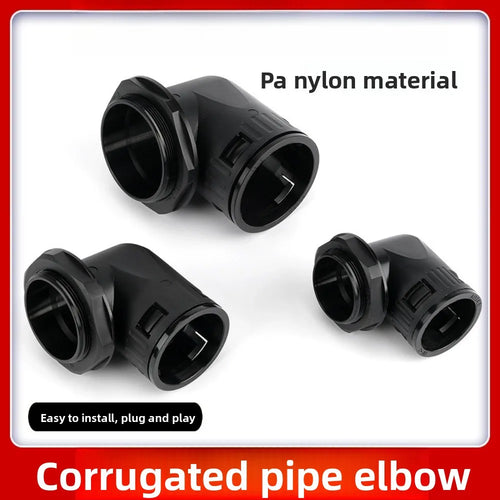 10PCS L type PA66 Plastic Corrugated Pipe Joint AD10-AD54.5 Protective Cable Nylon Hose Joint Dustproof and Flame Retardant Oasis Select 10pcs AD28.5-M30x1.5
