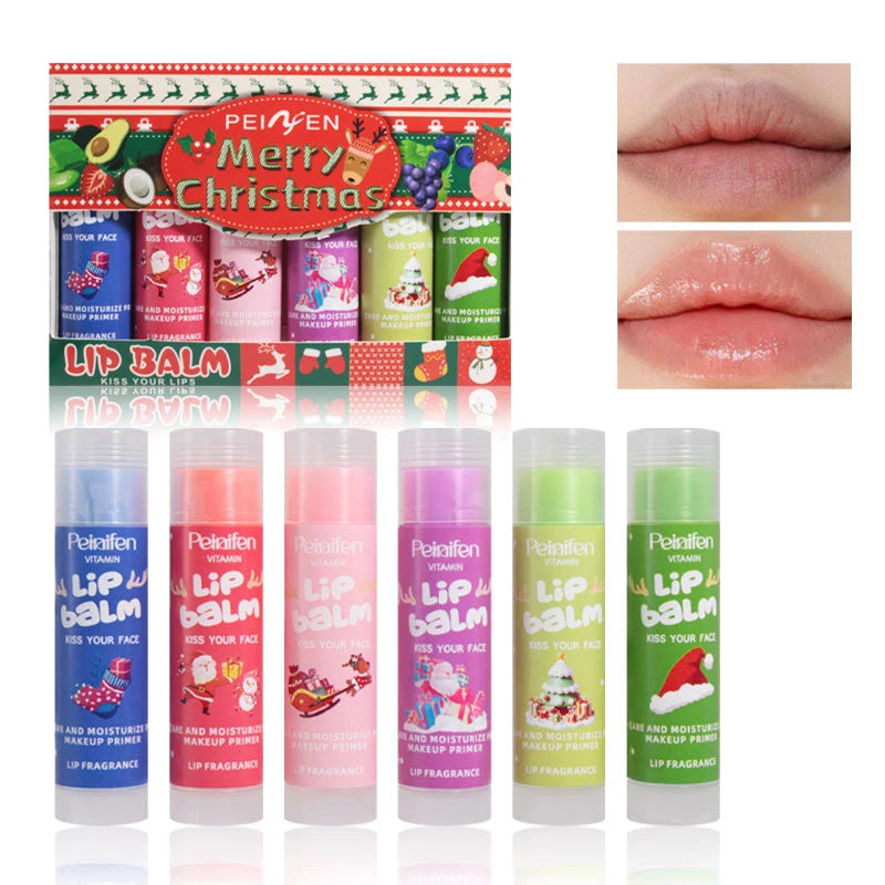 PEINIFEN 6-Pack Fruit Lip Balm Set – Moisturizing & Long-Lasting Lip Balm Set Oasis Select