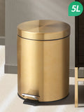 5L Gold Stainless Steel Garbage Can Waterproof Metal Trash Can with Lid Removable Inner Bucket for Kitchen Bathroom Trash Can Oasis Select Gold 5L