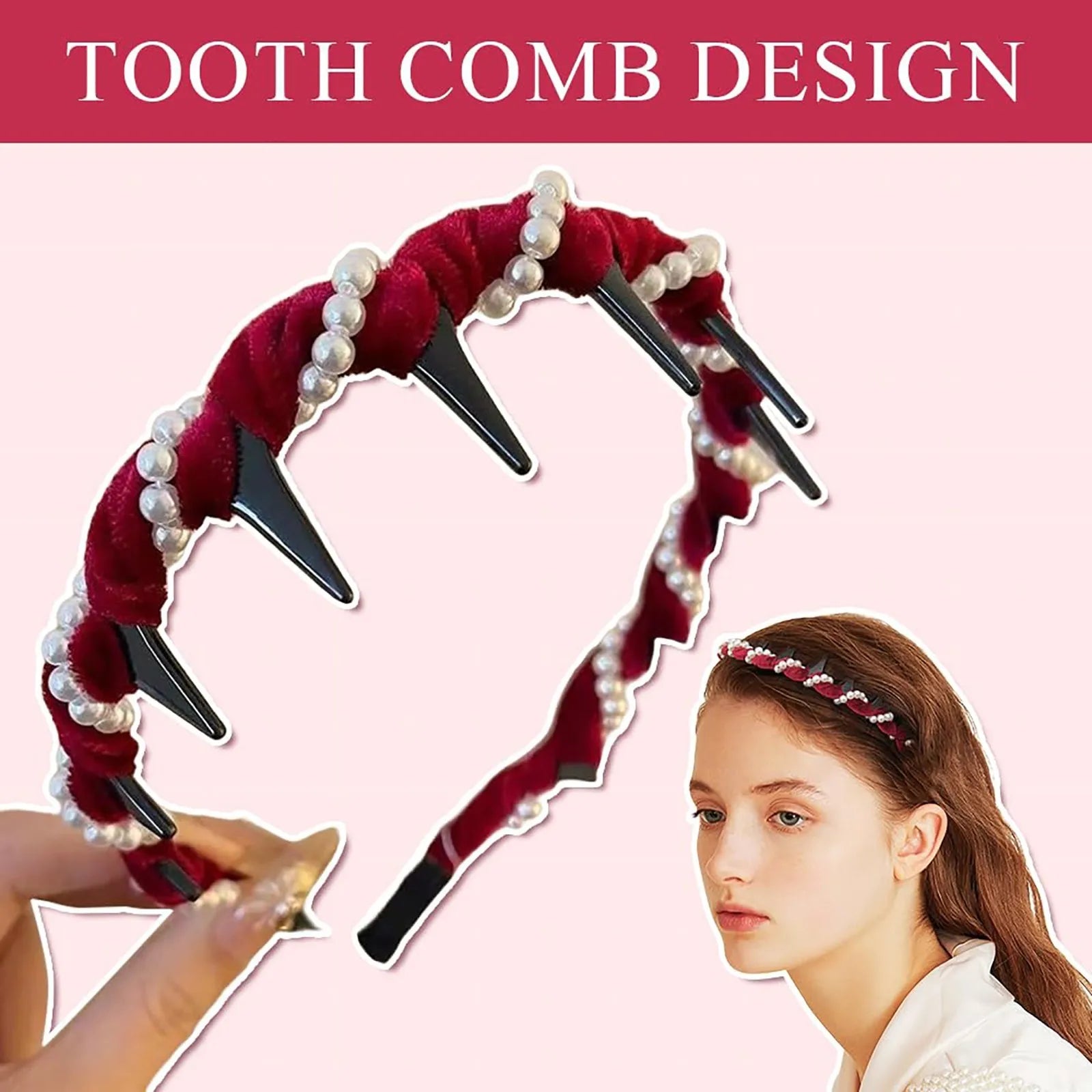 3PCS New Trendy Pearl Headbands Non-slip Wavy Head Hoop Combing Hairbands Headwear Hair Accessories Hair Accessories Gifts Oasis Select