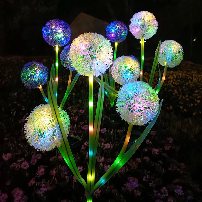 3 Solar Dandelion Lamps, Outdoor Ground Insert Lawn and Courtyard Decorative Lamps, LED Scallion Ball Flower Landscape Lamps Oasis Select