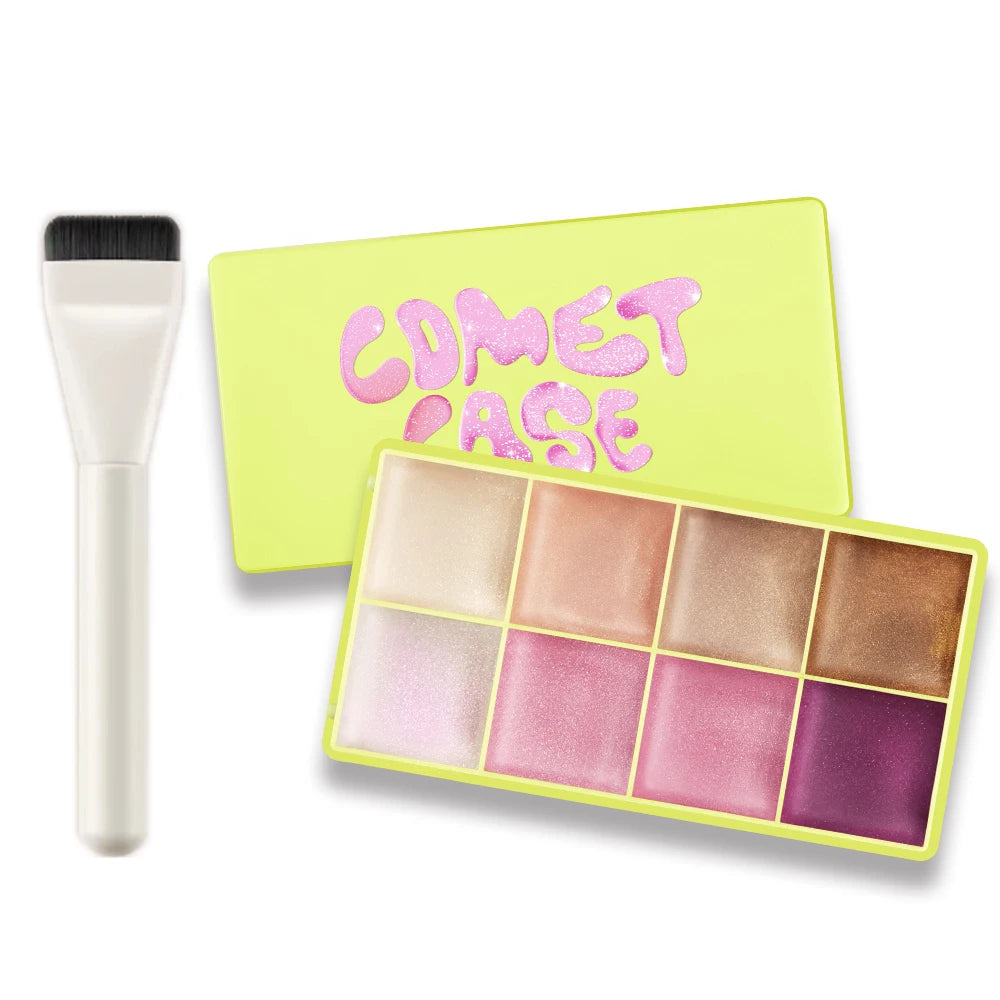 Curve Case Cream Eyebrow Cream Blush Highlighter Palette Matte Shimmer Finishes Shadow Tones Long-Lasting Cosmetics Oasis Select 1Highlightand brush