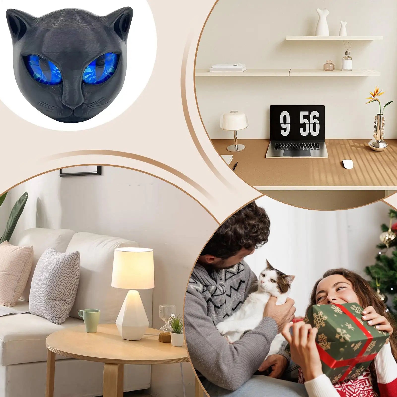 Cat Statues Home Decor Small Cat Figurines Cute Kitten Animal Ornament Souvenir for Bookshelf Bedside Table Halloween Friend Oasis Select