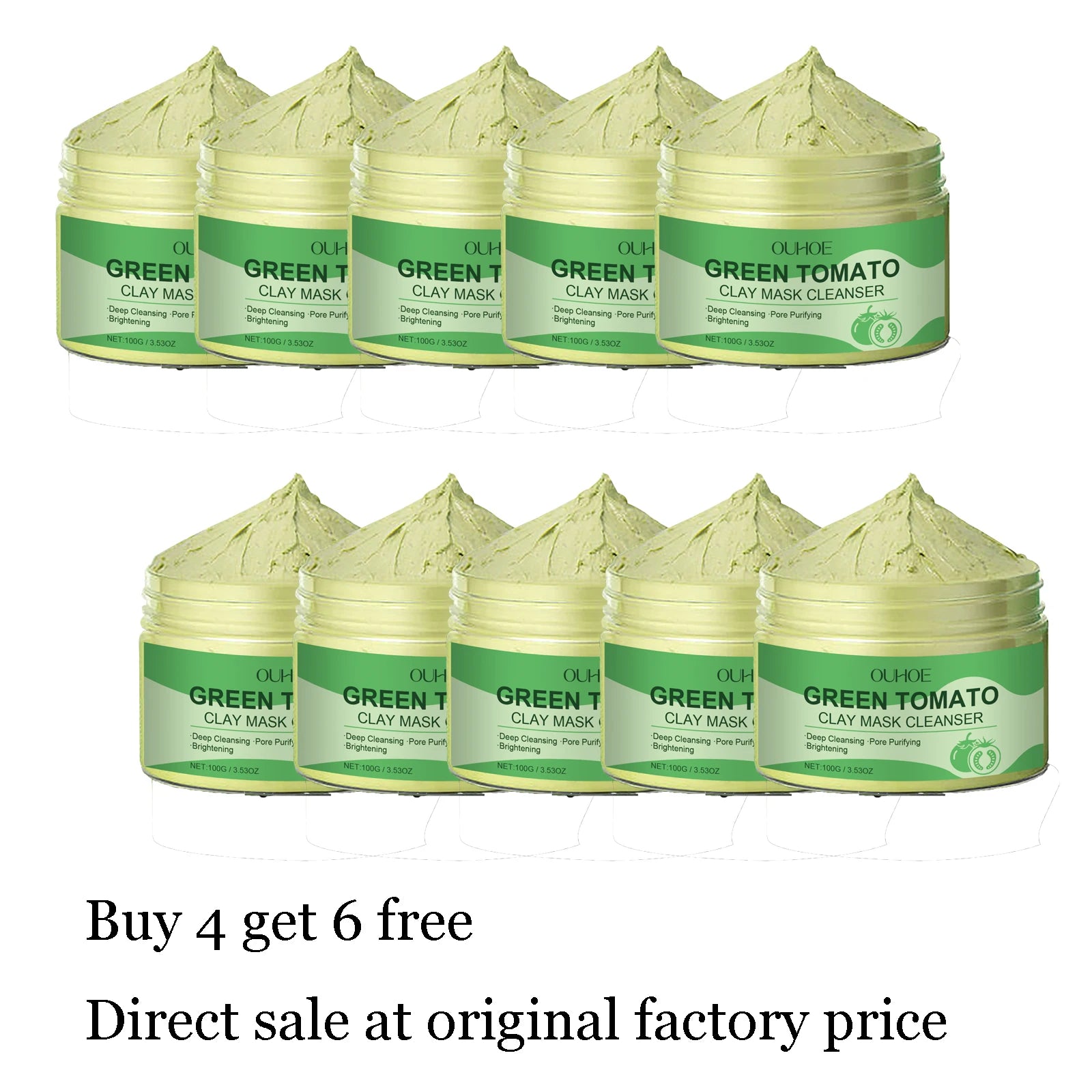100G Green Tomato Face Clay Mask Gentle Cleaning Pore Dirts Moisturizing No Tight Enhance Skin Elasticity Smoothing Clay Mask Oasis Select buy 4 free 6 United States