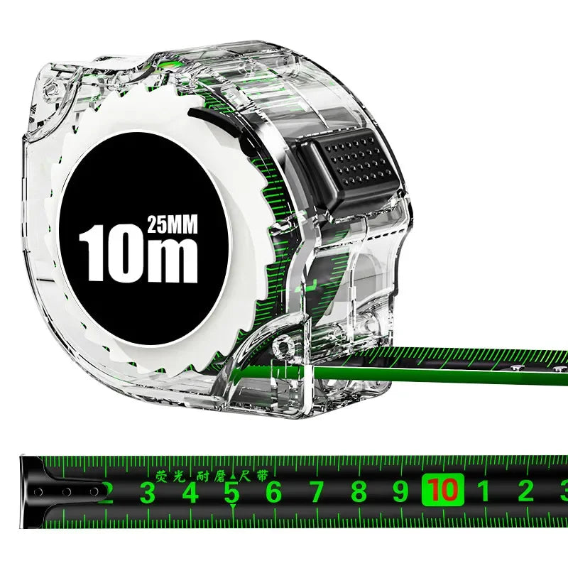 10M Self-Locking Tape Measure Black Fluorescent Tape Measure High Precision Thickened Wear-resistant Drop-proof Tape Measure Oasis Select
