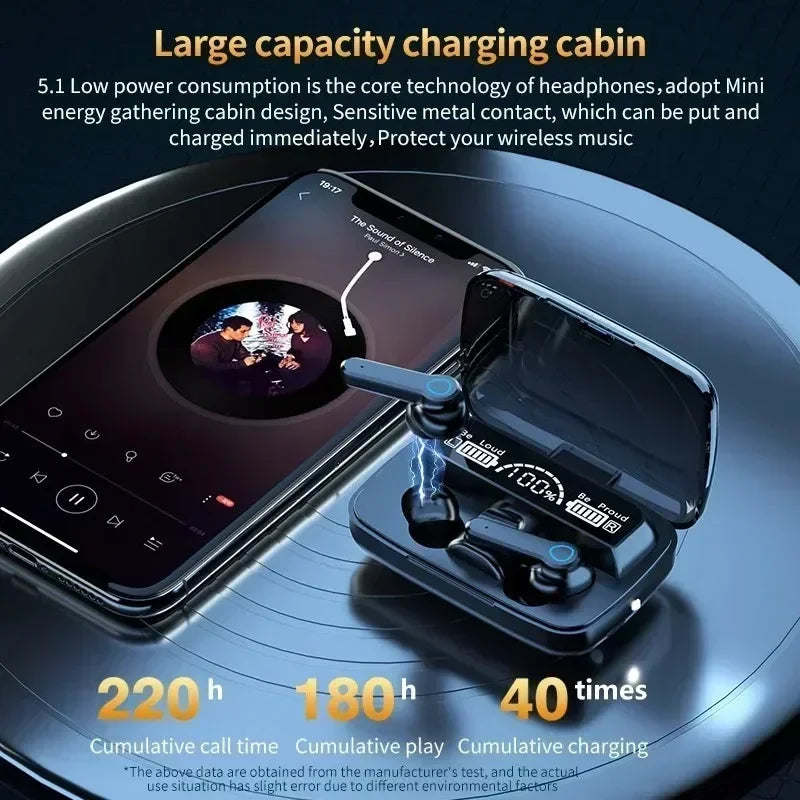 TWS Bluetooth Headphones 5.3 9D High Fidelity Wireless Headphones Touch IPX7 Waterproof Digital Display Headphones Oasis Select