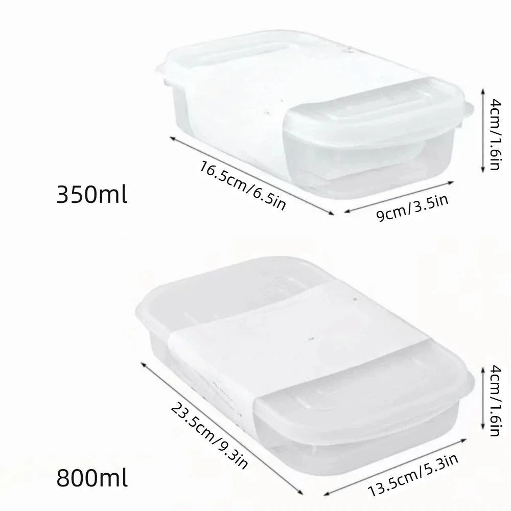 4Pcs Airtight Freezer Fresh-Keeping Box Microwave Safe 350/800ml Refrigerator Organizer Box Stackable White Oasis Select