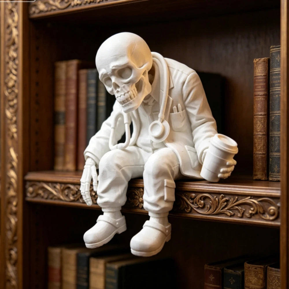 Funny Tired Medical Worker Statue Skeleton Doctor Figurine Medical Offices Desktop Ornament Decor Unique Gift for Nurses Doctors Oasis Select