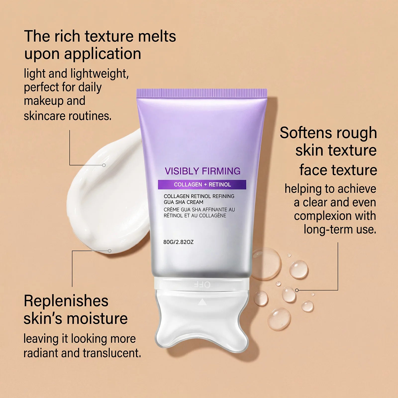 Instant Lifting Face Cream Sculpting Contour Gua Sha Cream Retinol Collagen Lift Sagging Skin Face Cheek Neck Scraping Therapy Oasis Select