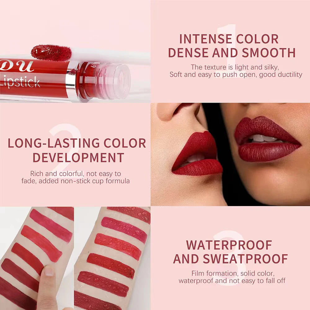 CmaaDu 1 Pcs Matte Lip Gloss Liquid Lipstick- Lip Stains with Long-Lasting Waterproof, Adult Age Range, Red Tones Easy to Color Oasis Select