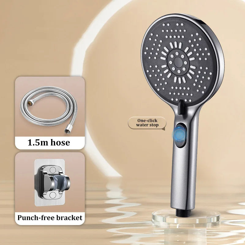 5-Function Handheld Shower Head | Filter & One-Touch Water Stop