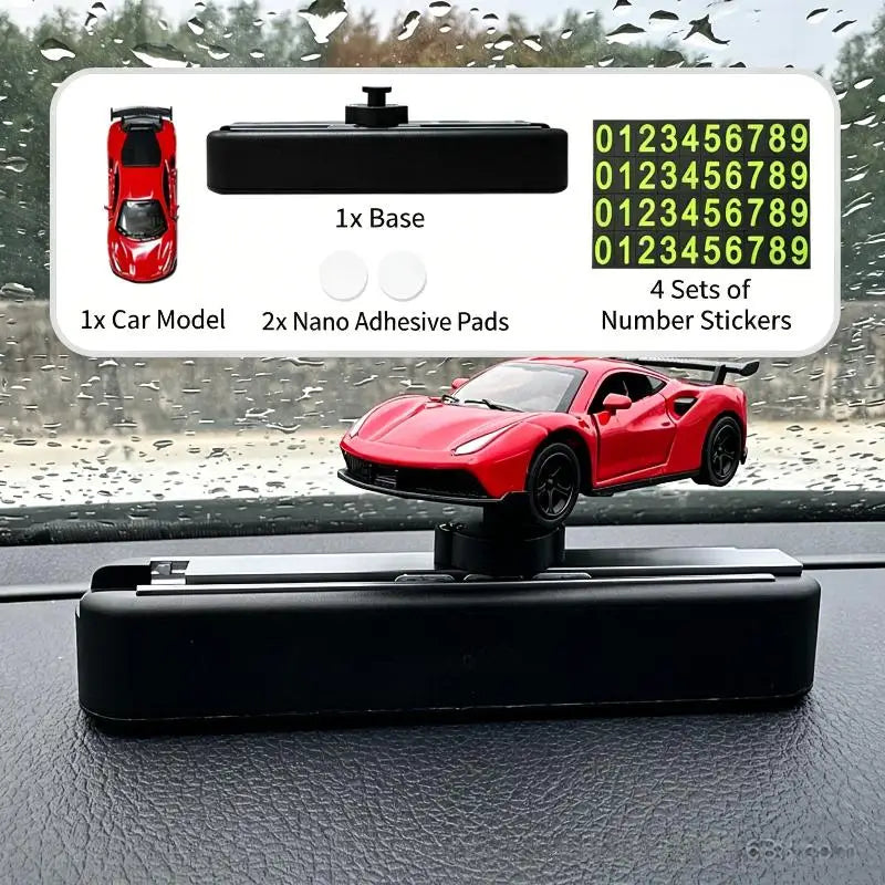 Car Dashboard Decorations With Temporary Parking Number Plate Drift & Turn Mini Car Model Ornament Dynamic Interactive Oasis Select B