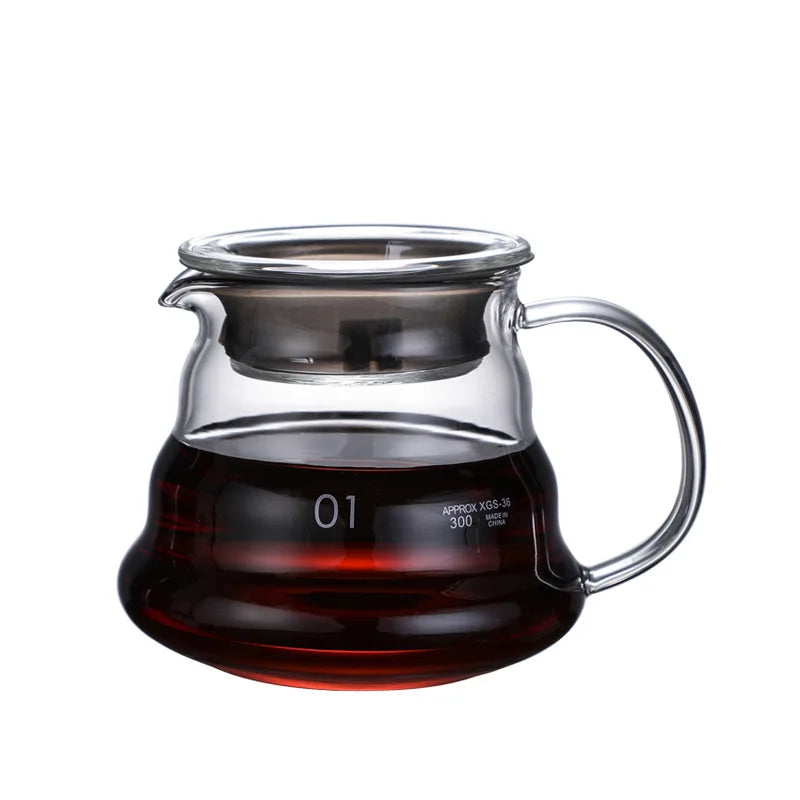 360/600/800ml Heat Resistant Coffee Pot Clear Glass Kettle Sharing Pot with Lids, Pour Over Coffee Espresso Maker Accessories Oasis Select 360ML