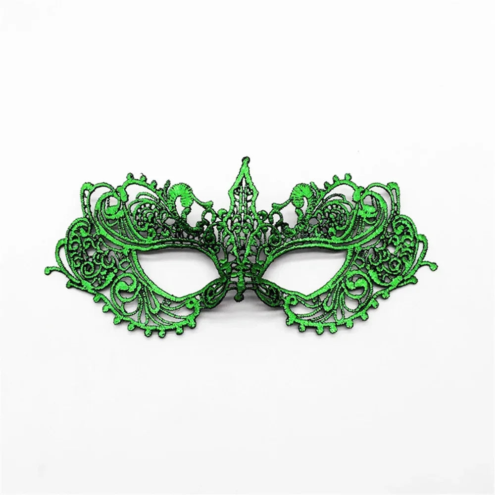Women Sexy Hollow Lace Masquerad Face Mask with Ribbon Princess Party Mardi Gras Cosplay Prom Props Costume Nightclub Eye Mask Oasis Select Green
