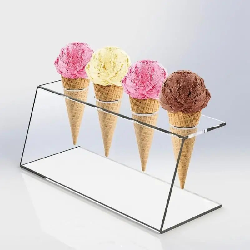 Transparent Acrylic Ice Cream Cone Holder Non-slip Base Dessert Rack 12 Slots for Bridal Shower Banquet Dessert Table Decor Oasis Select