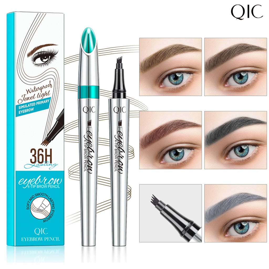 QIC 4-Tip Waterproof Eyebrow Pencil – Long-Lasting Brow Definer