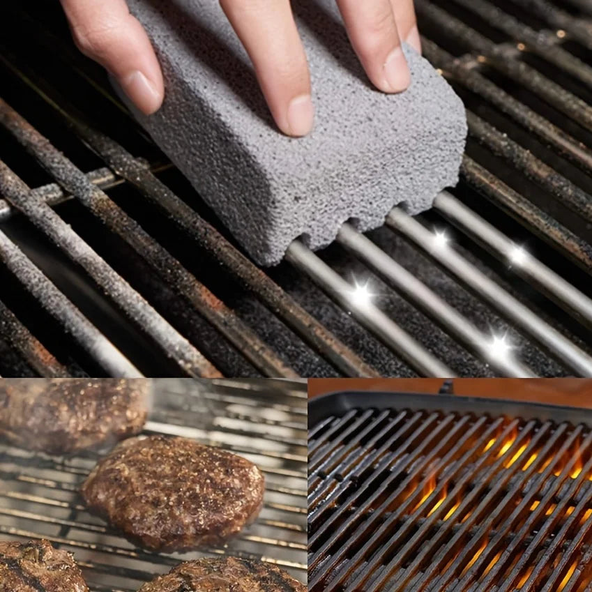 1pc BBQ Grill Cleaning Brush Brick Block Barbecue Cleaning Stone Pumice Brick For Barbecue Rack Outdoor Kitchen BBQ Tools Oasis Select GRAY