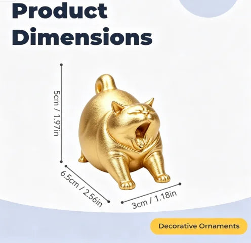 Funny Yawning Fat Cat Figurine Miniature Cartoon Kitten Statue Cute Chubby Cat Ornament for Home Office Desktop Decor Cute Gifts Oasis Select Yawning Cat Gold