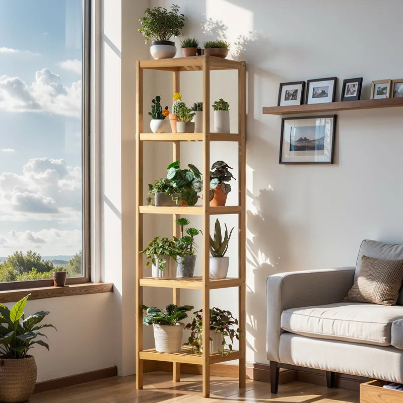 Bedroom shelf wooden frame multi-layer living room floor bathroom storage kitchen storage rack Nanzhu simple succulent frame Oasis Select