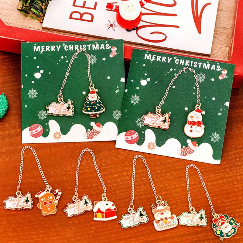 Christmas Tree Wreath Elk Metal Bookmark Christmas Book Mark Pendant Student Gift Learning Stationery Supplies For Women Men Kid Oasis Select