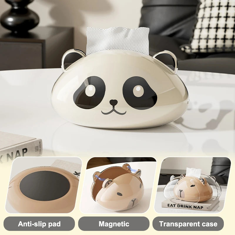 1 Cute Panda Tissue Box, Kitchen Napkin Storage Box, Cartoon Toilet Paper Box, Cute Desktop Paper Box, Home Decoration Oasis Select